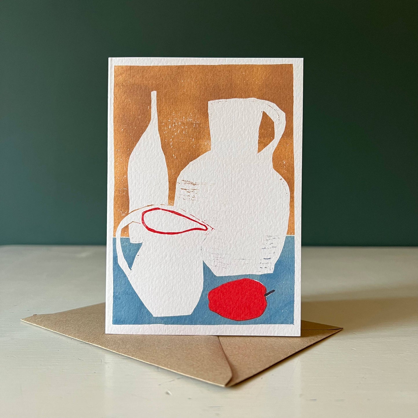 White Vessels, Red Apple Greeting Card