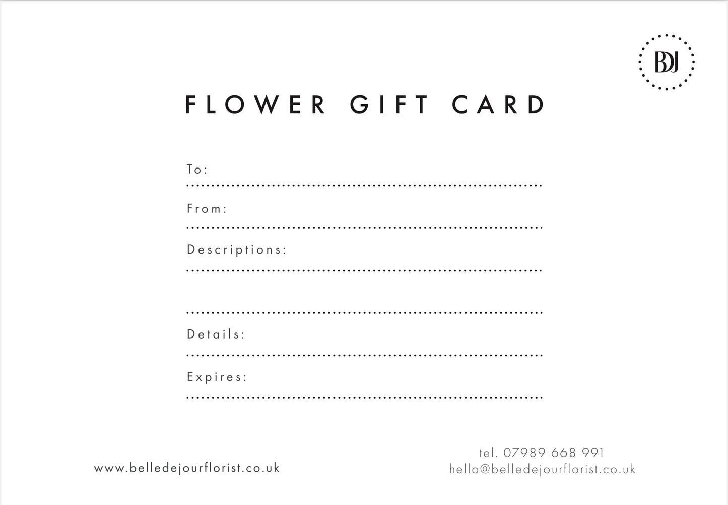 FLOWER SUBSCRIPTION GIFT CARD